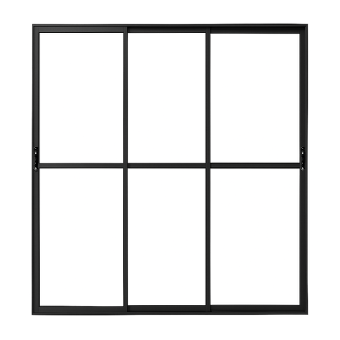 Porta Sacada de Aluminio Preto 3 Folhas Móveis de Vidro com Trinco 2,10x1,50