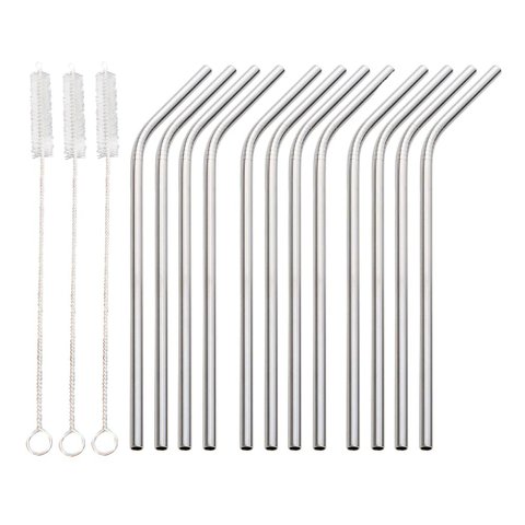 Jg 12 Canudos 3 Escovas Reutilizaveis Inox Open Bar A21,5cm