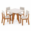 Ver imagem 2 de Conjunto Sala de Jantar 4 Lugares Quadrado Tampo de MDF/Vidro Dynna Cobre/Vidro Off White/Bege - Cas