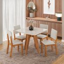 Ver imagem 1 de Conjunto Sala de Jantar 4 Lugares Quadrado Tampo de MDF/Vidro Dynna Cobre/Vidro Off White/Bege - Cas