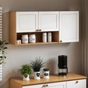 Ver imagem 1 de Armário Aéreo Cozinha 120 Cm Essência Frizz 3 Portas 100% Mdf Cinamomo/branco - Geniaflex