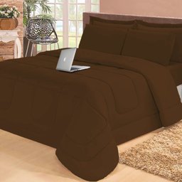 Jogo de Cama Casal com Edredom Lençol Fronha Função Cobre Leito e Cobertor - 1