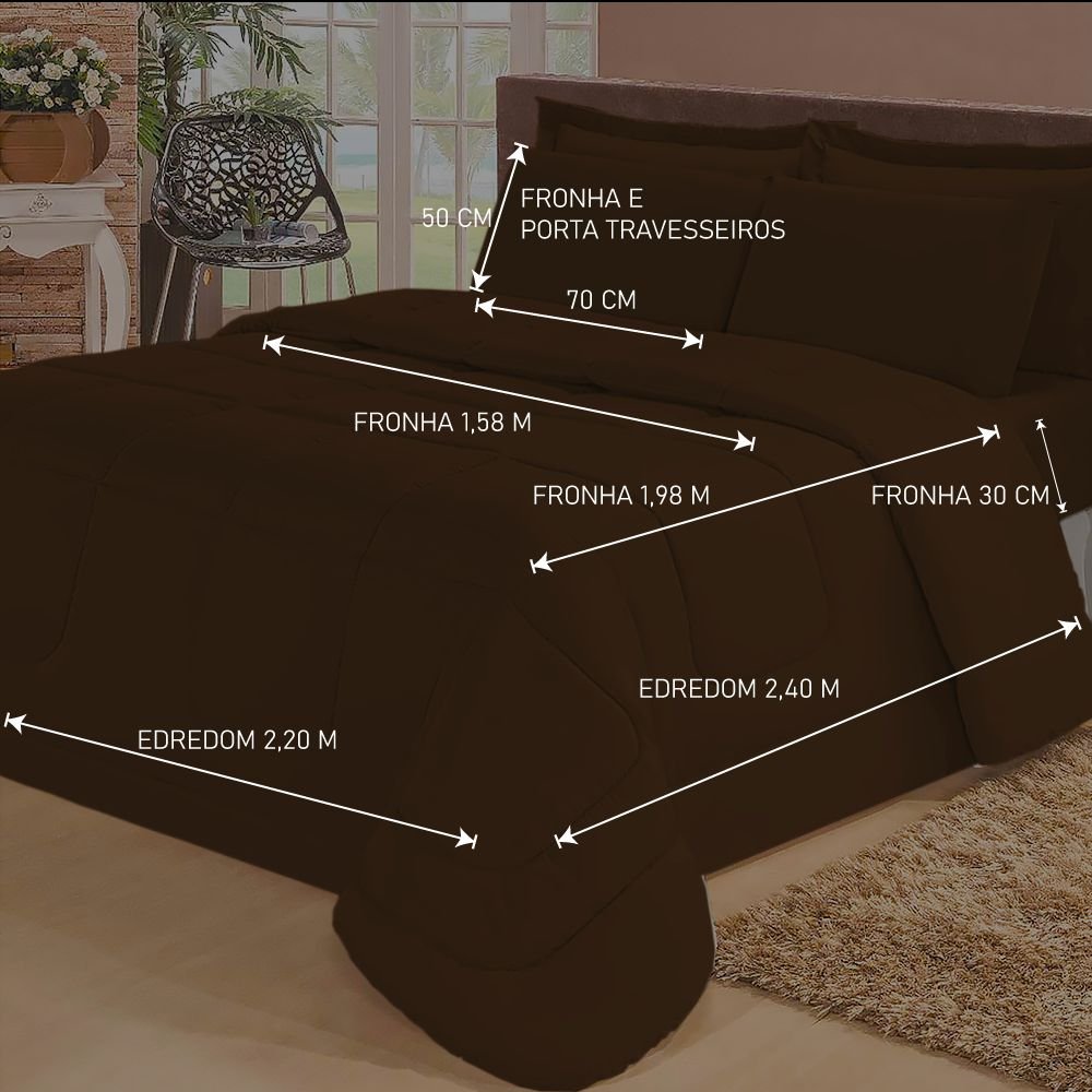 Jogo de Cama Casal com Edredom Lençol Fronha Função Cobre Leito e Cobertor - 4