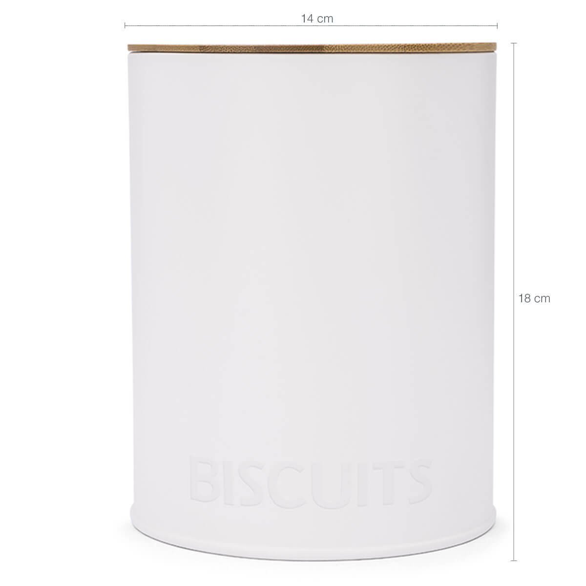 Pote Biscuits Porta Condimentos Lata de Biscoito com Tampa de Bambu Haus Concept Canister Branco - 3