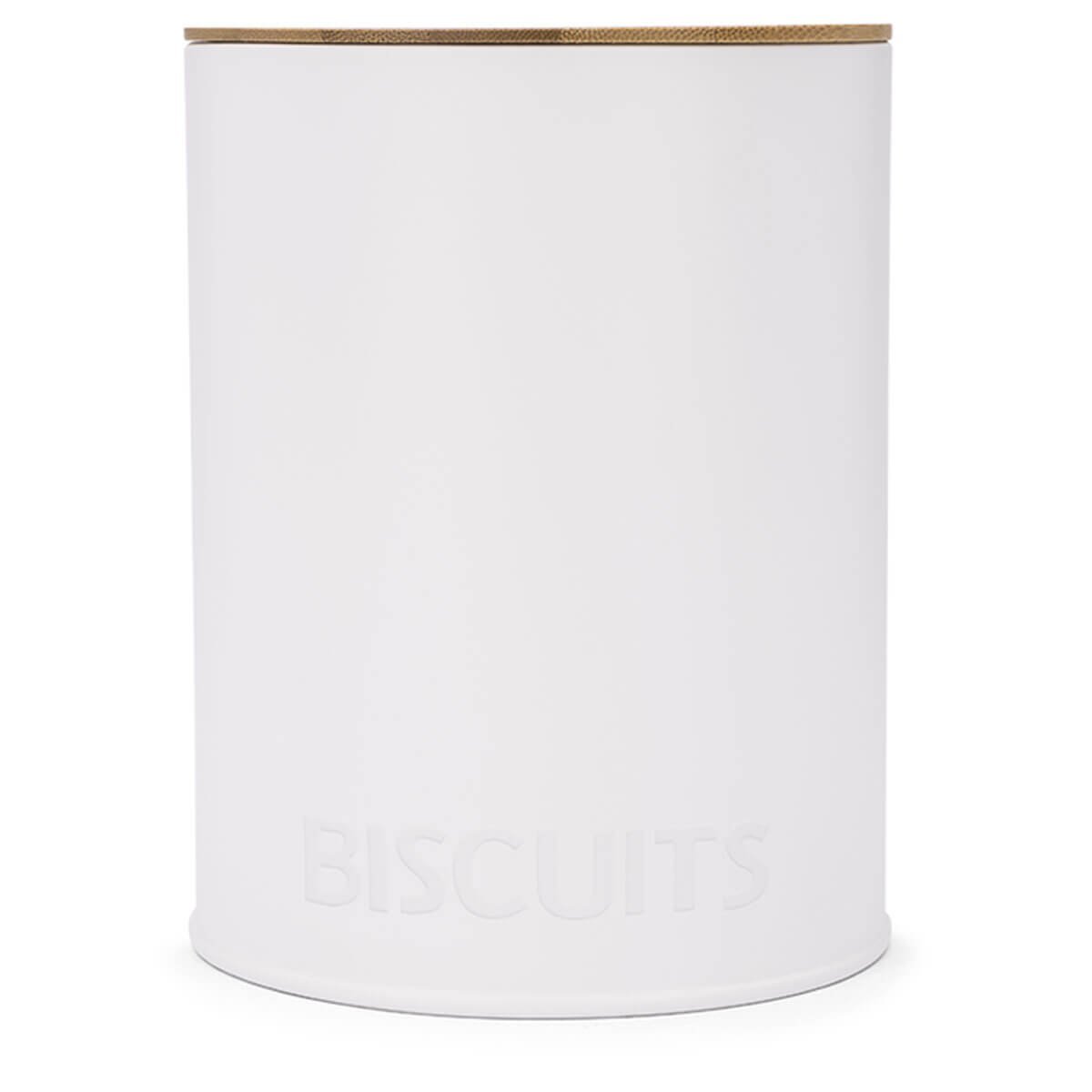 Pote Biscuits Porta Condimentos Lata de Biscoito com Tampa de Bambu Haus Concept Canister Branco - 1