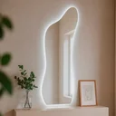 Ver imagem 1 de Espelho Orgânico Grande de Parede com Led Quente Curves 150x50 Decorativo para Sala Quarto Banheiro