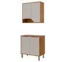 Ver imagem 1 de Balcão com Aéreo Celeste 80 Cm com 4 Portas Cinamomo/off White