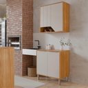 Ver imagem 2 de Balcão com Aéreo Celeste 80 Cm com 4 Portas Cinamomo/off White