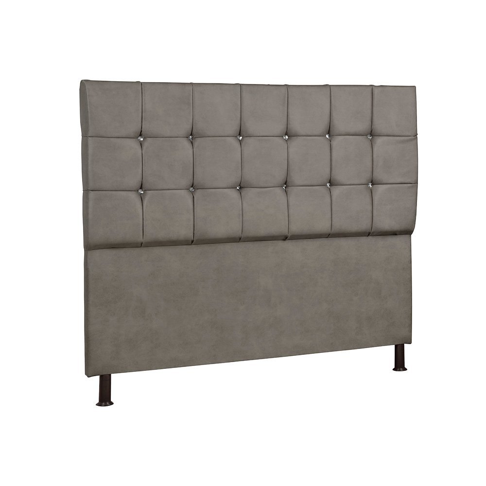 Cabeceira Casal 140 Cm com Strass Dubai Veludo: Cinza Escuro ...