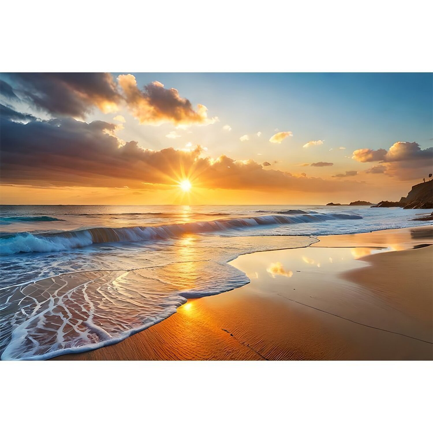 Quadro Decorativo 1 Tela Praia e Pôr do Sol Diversos Tamanhos - 2