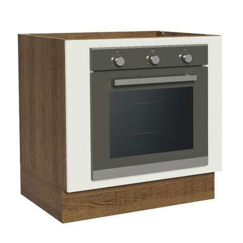 Balcão para Forno de Embutir 80 X 60 Cm sem Tampo Agata, Glamy, Stella Madesa Rustic/branco