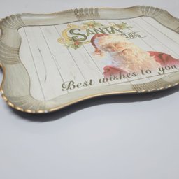 Bandeja Natal Rústica Papai Noel Moldura Ondulada 42cm X 32cm - Magizi - 5