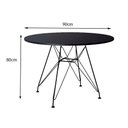 Ver imagem 3 de Mesa Jantar De Ferro Preto Tampo Redondo 90Cm Preto 4 Cadeiras Preta