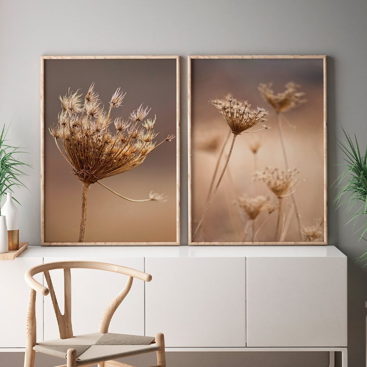 Quadro Decorativo 2 Telas Florais e Folhagens Diversos Tamanhos - 1