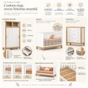 Ver imagem 7 de Quarto de Bebê Flora Guarda Roupa 2 Portas de Correr Cômoda 4 Gavetas Berço Qmovi