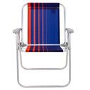 Ver imagem 3 de Kit 02 Cadeiras de Praia Tramontina Samoa Alta em Alumínio C/ Assento Azul Escuro e Laranja