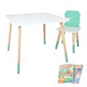 Ver imagem 2 de Mesa e Cadeira Infantil Dinossauro Kit Livro Educativo em Madeira - Verde Claro