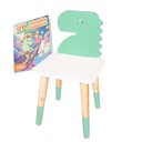 Ver imagem 5 de Mesa e Cadeira Infantil Dinossauro Kit Livro Educativo em Madeira - Verde Claro