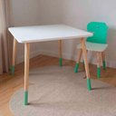 Ver imagem 1 de Mesa e Cadeira Infantil Dinossauro Kit Livro Educativo em Madeira - Verde Claro