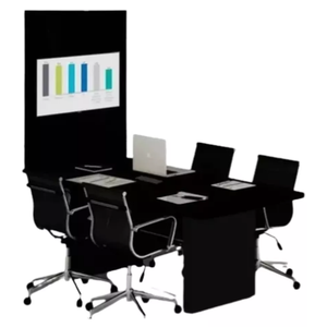 Mesa Reunião Painel Tv Preto 2,00 X 90 - Mais Caixa Tomada Atacadao Moveis Escritorio