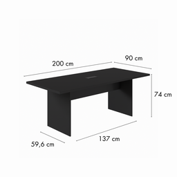 Mesa Reunião Painel Tv Preto 2,00 X 90 - Mais Caixa Tomada Atacadao Moveis Escritorio - 4