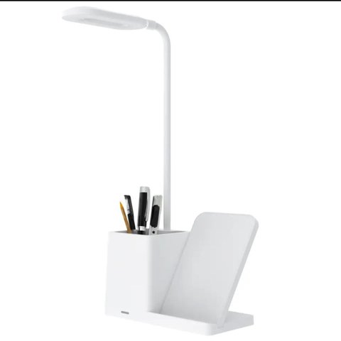 Luminária de Mesa Flexível Led Porta Caneta com Carregamento Sem Fio Branco EMBU LED