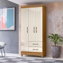 Ver imagem 4 de Guarda Roupa Solteiro Lima 3 Portas Freijó Off White - Moval