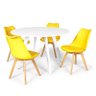 Conjunto Mesa de Jantar Redonda Amanda Branca 120cm com 4 Cadeiras Eiffel Leda - Amarelo - 1