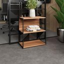 Ver imagem 1 de Estante Baixa Escritório 63cm X 36cm 3 Prateleiras F5 Office Cor:nogal com Preto