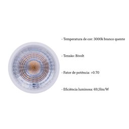 10 Lampada Led 3000k 6W Dicroica Mr16 Branco Quente Lup06 - 4