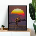 Ver imagem 1 de Quadro Decorativo Onça Paisagem por do Sol 24x18cm:moldura Preta