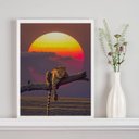 Ver imagem 2 de Quadro Decorativo Onça Paisagem por do Sol 24x18cm:moldura Preta