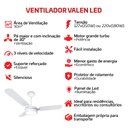 Ver imagem 2 de Ventilador de Teto Valen Led Branco 3 Pás Ventex 220v