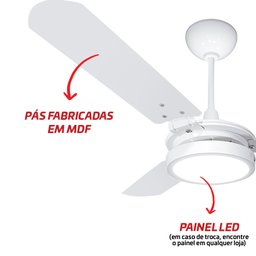 Ventilador de Teto Valen Led Branco 3 Pás Ventex 220v - 5