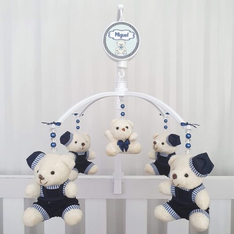 Mobile para Berço Musical Giratório Boina Azul Marinho