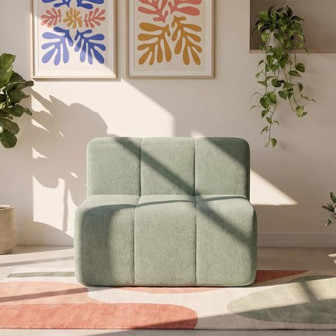 Sofá Modular Central 1 Lugar 84cm Sync Kappesberg Boucle Menta
