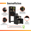 Ver imagem 4 de Armário Multifuncional com Escrivaninha Retrátil para Escritório Duo Preto Kit's Paraná