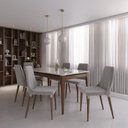Ver imagem 1 de Conjunto de Jantar Mesa c/Vidro 1,60 Addar 6 Cadeiras Loren - Carbono