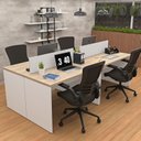 Ver imagem 3 de Estação de Trabalho 4 Lugares 140x60 Mesa para Escritório Netmobil - Dubai/Branco