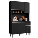 Ver imagem 1 de Kit Cozinha Evans 105cm 6 Portas 1 Gaveta Preto