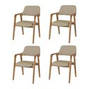 Ver imagem 1 de Kit 4 Cadeiras de Jantar Ruth Estrutura em Madeira Maciça Estilo Retrô Linho Bege Escuro