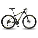 Ver imagem 1 de BICICLETA 29 PUMABIKE LINCE 27V STEEZ, FREIO MEC, K7, SUSP TRAVA, PRETO COM BRANCO E AMARELO, 17