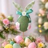 Decoração Páscoa Palito Ovo Verde Coelho Laço Arranjo 35cm - 1