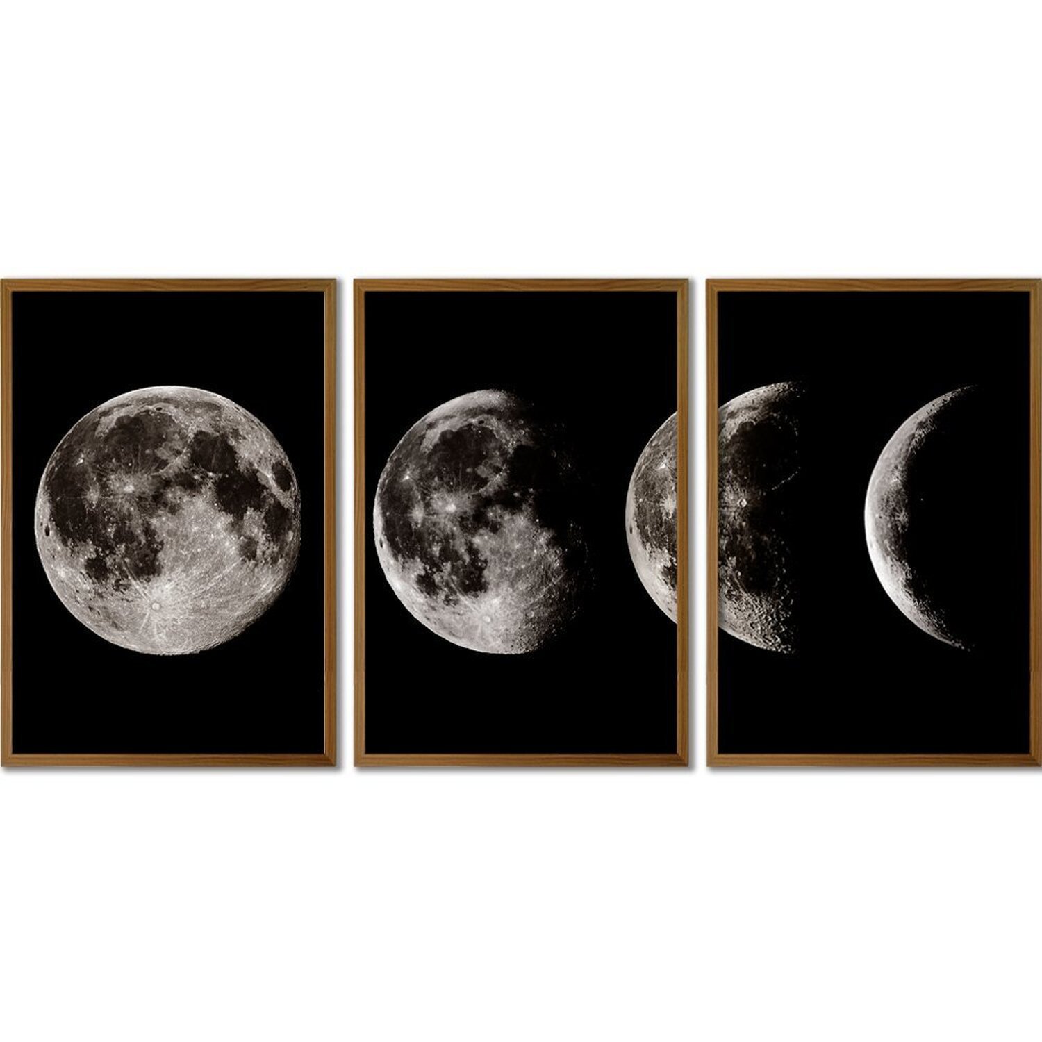 Quadro Decorativo 3 Telas Luas Diversos Tamanhos - 2