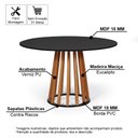 Ver imagem 2 de Mesa de Jantar Redonda 6 Lugares 120cm em Mdf e Madeira Maciça Tália Preta