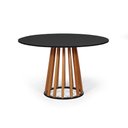 Ver imagem 1 de Mesa de Jantar Redonda 6 Lugares 120cm em Mdf e Madeira Maciça Tália Preta