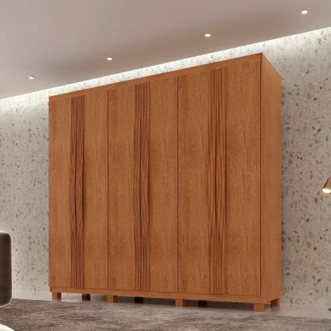 Guarda Roupa Casal Dunas 6 Portas e 2 Gavetas Mdf Moderna Naturalle