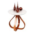 Ver imagem 1 de Mesa lateral tampo branco vidro 50cm diâmetro pés cebola 60cm altura