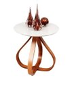 Ver imagem 1 de Mesa lateral tampo branco vidro 50cm diâmetro pés cebola 60cm altura