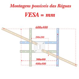 SUPORTE TETO TV 10" a 65" VESA 600X400 GIRO 360° BRANCO - 10